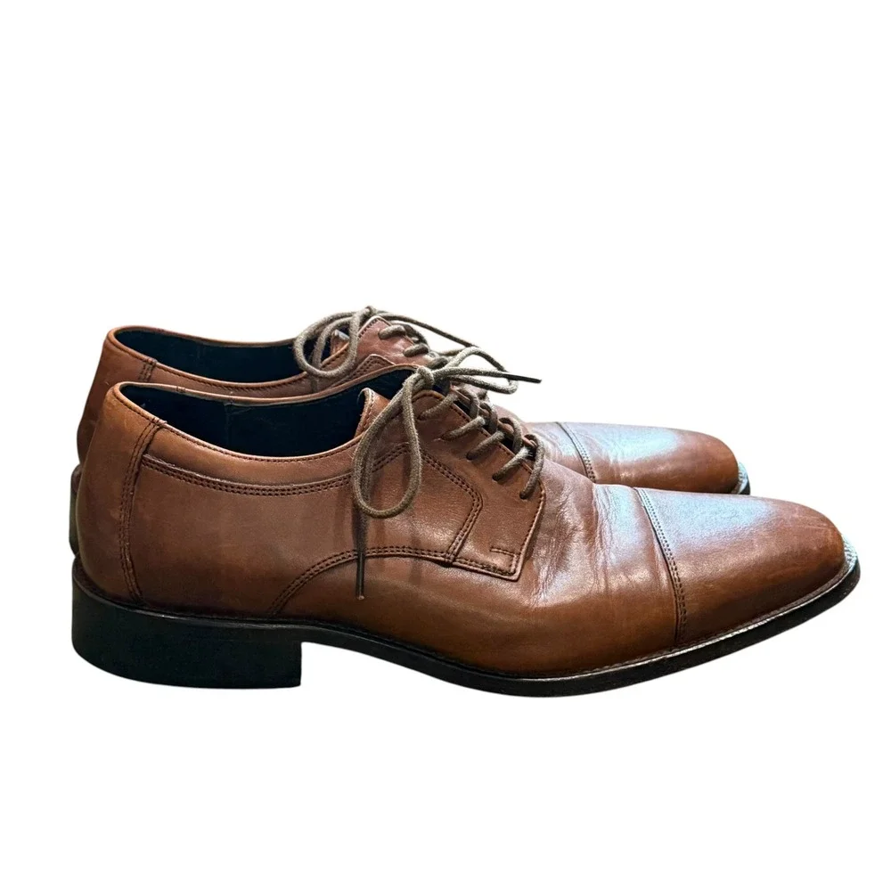 J. Murphy by Johnston & Murphy Mens Brown Leather Cap Toe Oxfords Size 9M